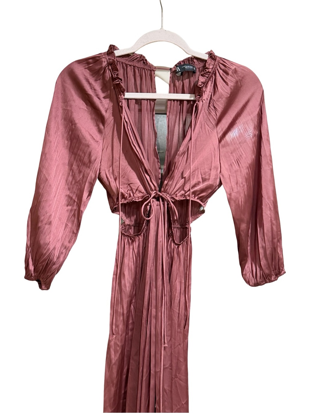 ✨ Zara Satin Effect Cutout Midi Dress Plum Purple Size XS Elegant Slip Dress - Picture 9 of 13